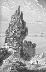 Pic et barrière de récif de Borabora, vers 1885, 1890