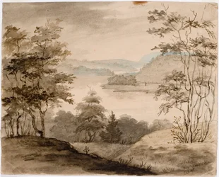 Paysage avec rivière sinueuse