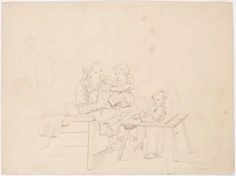 Fille avec deux enfants