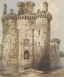 Entrée du château de Caerlaverock et tours flanquantes