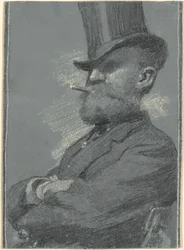 Homme avec un haut-de-forme, fumant un cigare