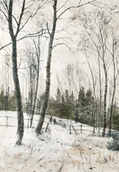 Deux figures dans un bois d