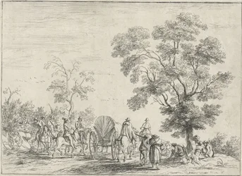 Chariot escorté par des cavaliers
