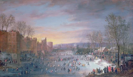 Patinage sur glace sur le Stadtgraben à Bruxelles, 1649