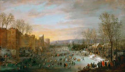 Patinage sur les douves gelées de Bruxelles