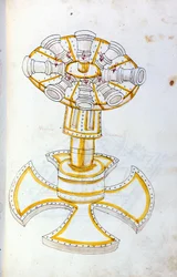 Art de la guerre: étude sur les machines militaires. Canon tournant, illustration tirée de 