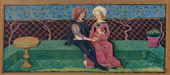 Avril - amoureux dans un jardin, 15ème siècle