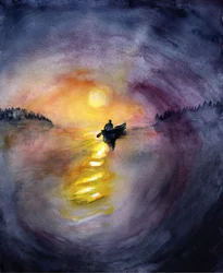 Le lac Solitary au coucher du soleil