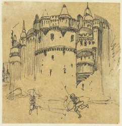 Château avec deux figures