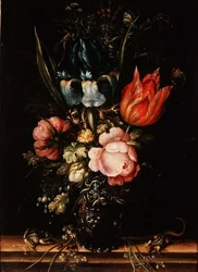 Nature morte de roses, tulipes et autres fleurs