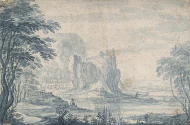 Paysage avec Pêcheur et Chasseur de Canards