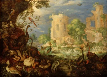 Oiseaux exotiques, paysage