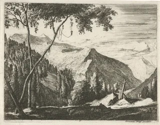 Paysage de montagne avec croix
