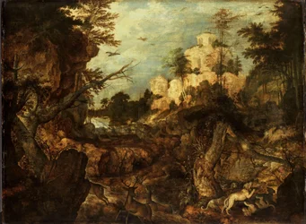 Chasse au sanglier dans un paysage rocheux
