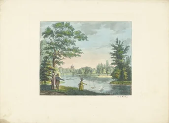 Promeneurs dans un parc