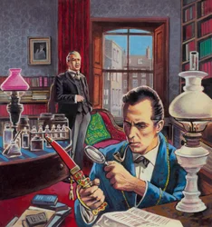 Sherlock Holmes dans son bureau (gouache sur papier)