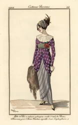 Femme en robe de thé, robe fourreau et turban