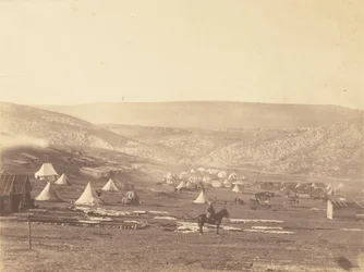 Camp de cavalerie, Balaklava, vue sur le plateau de Sébastopol.