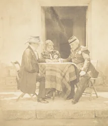 Le Conseil de guerre le matin de la prise du Mamelon. Lord Raglan, Omar Pacha, M..., 1855
