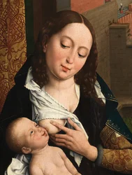 (détail) de Saint Luc dessinant le portrait de la Vierge