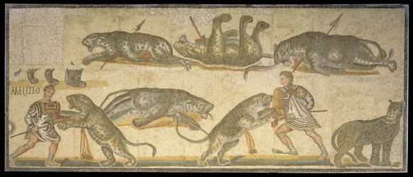 Bataille entre gladiateurs et félins, 320 après J.-C.