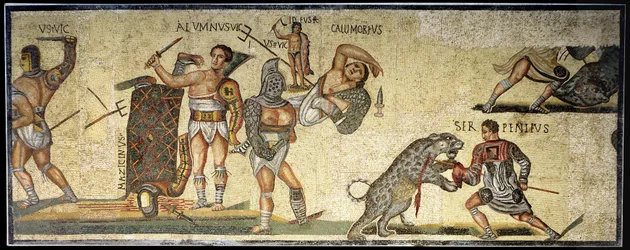 Bataille entre gladiateurs et félins, 320 après J.-C.