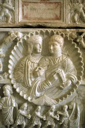 Art chrétien 313 apr. J.-C. : Adelphia et Valerio. Sarcophage d