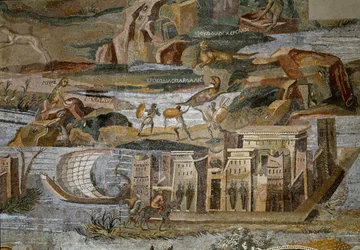 Détail de la mosaïque nilotique de Preneste (Palestrina) du sanctuaire de la déesse Fortune Primigenia, 80 av. J.-C.