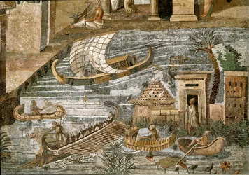 Détail de la mosaïque nilotique de Préneste (Palestrina) du sanctuaire de la déesse Fortune Primigenia, 80 av. J.-C.