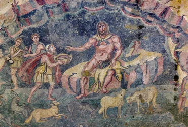 Mosaïque de sol représentant le vestibule de Polyphème