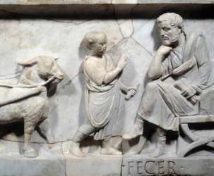 Fragment du sarcophage de Marcus Cornelius Statius Vers 150 ap. J.-C. - Détail d