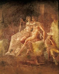 Fresque représentant Arès et Aphrodite, maison du Citharède, Pompéi, Italie