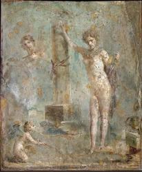 Art romain : « Narcisse » - Fresque provenant de Pompéi, Musée archéologique national, Naples