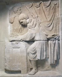 Relief romain du mausolée représentant un marchand de pain, IIe siècle après J.-C.
