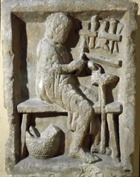 Art romain : « forgeron au travail » 1er siècle après J.-C. Rome, Museo della Civilta Romana