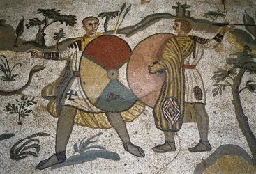 Art romain : détail de la mosaïque La grande chasse