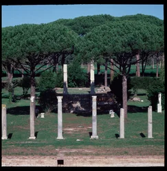 Art romain : vue des ruines du Temple de Cérès, site archéologique d