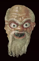Masque de théâtre, Mur Est, Oecus 5, 60-50 av. J.-C. (détail)