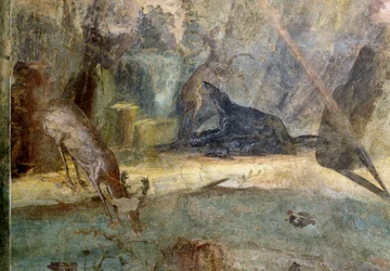 Cerf attaqué par un chien, (détail)