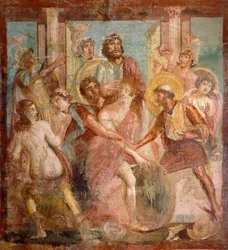 Fresque représentant Achille et Sciro, de Pompéi, Campanie, Civilisation romaine