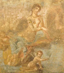 Fresque représentant Oreste, Pylade et Iphigénie, de la Maison des Cupidons Dorés, Pompéi, Campanie, Civilisation romaine