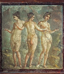 Fresque représentant les Trois Grâces, de Pompéi, Italie