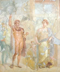 Fresque représentant un sujet mythologique, Maison de Fabius Rufus, Pompéi, Campanie, Civilisation romaine