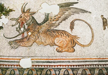 Mosaïque représentant une tigresse-griffon mangeant un lézard, Bazar Arasta, Mosquée Sultan Ahmet, Istanbul