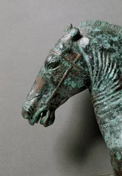 Art romain : « Cheval au galop » (détail). Sculpture en bronze de Cerro al Calvario