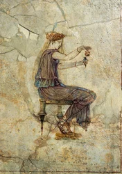 Civilisation romaine, fresque représentant une fille versant du parfum, de Pompéi