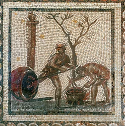 Le goudronnage des fûts (mosaïque)