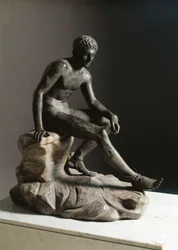 Hermès au repos. Sculpture romaine en bronze d