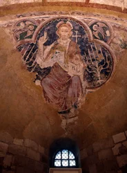 Christ en majesté. Fresque du XIIIe siècle, crypte de la cathédrale d