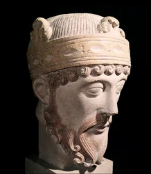 Portrait du roi carolingien de Francie occidentale Lothaire (sculpture en pierre)